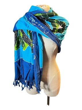 Blue Tropical Print Women's Scarf - Lightweight Fashion Wrap